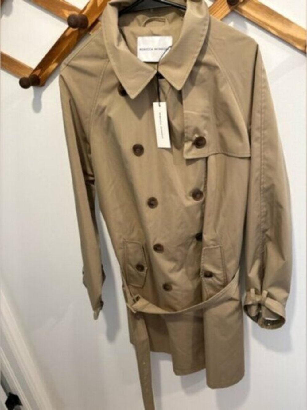 NWT Rebecca Minkoff Belted Trench Coat Khaki Beige Size L DBL Breasted $340 CAD - Picture 3 of 13
